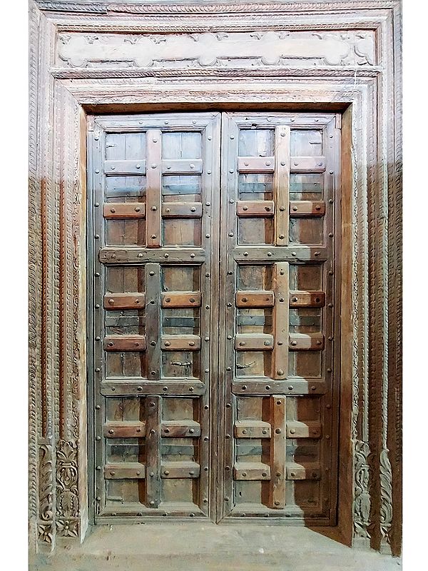 102" Large Designer Wood Door With Attractive Carving For Home