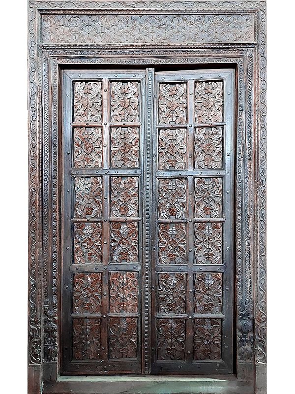 95" Large Floral Design Door | Wood Door For Home