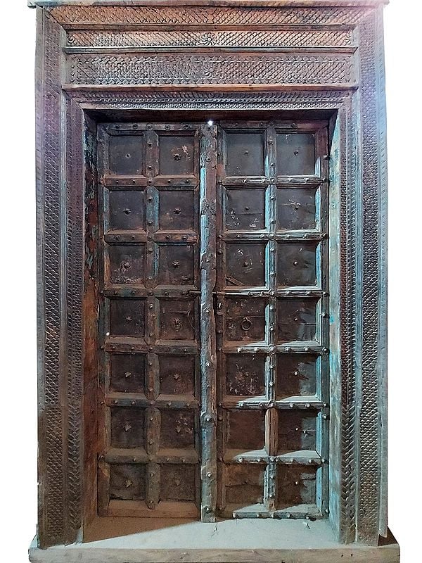 100" Large Wood Antique Door From Rajasthan | For Home