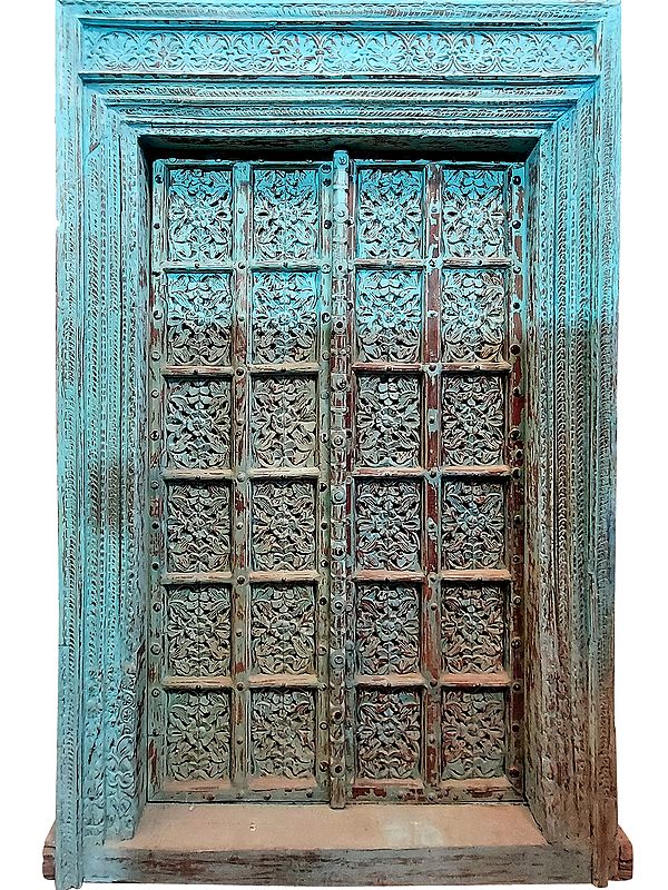 97" Large Intricate Design Indian Wood Door For Home