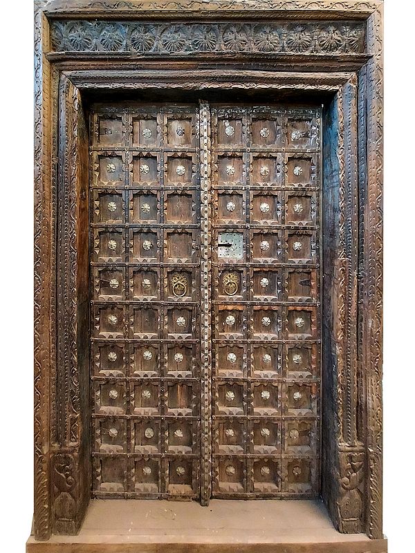 97" Large Square Design Wood Door | From Rajasthan