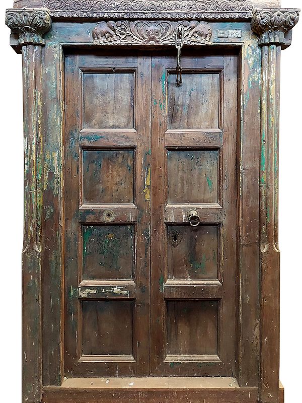 82" Large Elephant Design Indian Door For Home