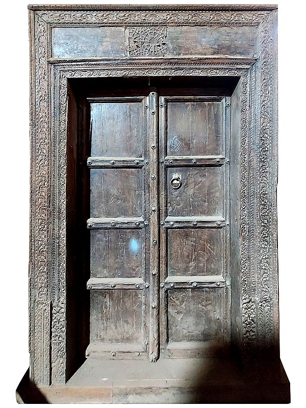 97" Large Indian Village traditional Simple Wood Door