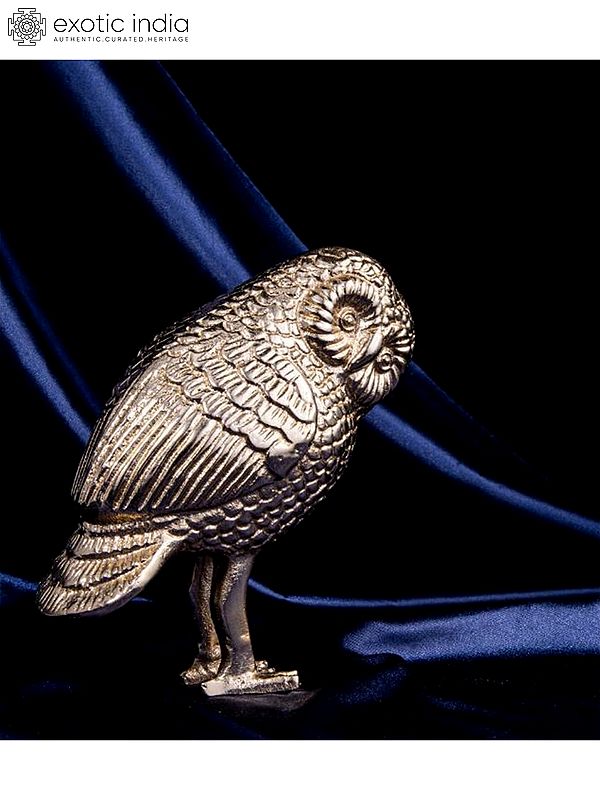 7" Decorative Goodluck Owl Showpiece | Aluminum Statue | Room Decor
