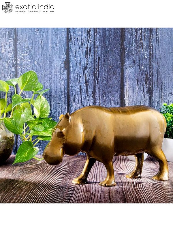 9" Standing Hippo Decorative Item For Home | Aluminum Item