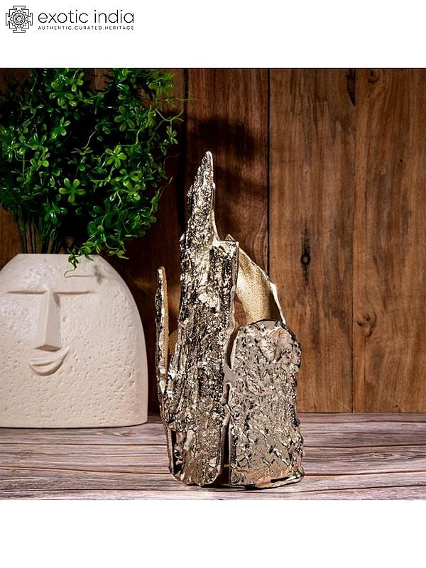 11" Tree Trunk Look Candle Holder | Aluminum Candle Holder
