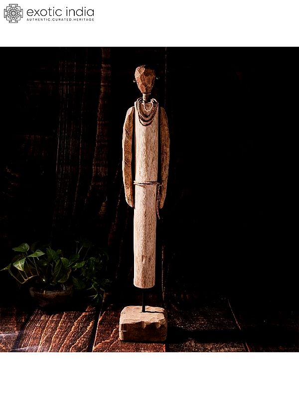 27" Wood African Woman With Ornaments | Decorative Item