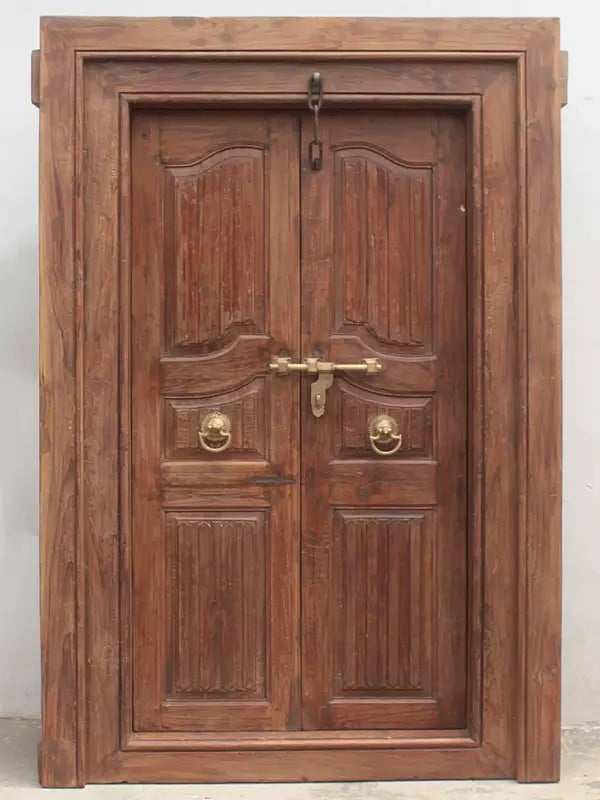 84" Large Traditional Entrance Polished Home Wood Door