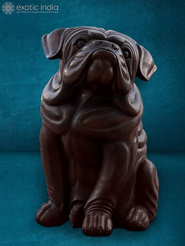 33" Large Sitting Bulldog | Made From Wood And Rich Color