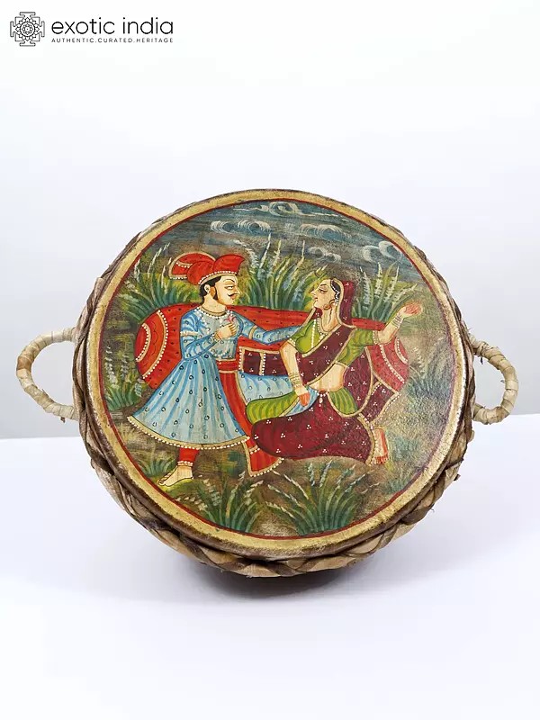 15" Mughal Couple Painted Traditional Nagada / Drum
