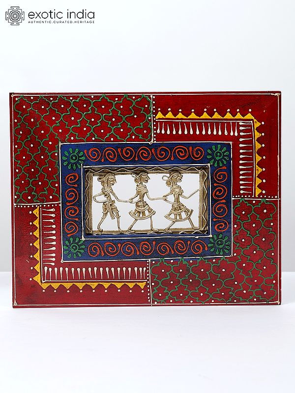 Hand-Painted 10" Folk Art Wood Framed Wall Decor