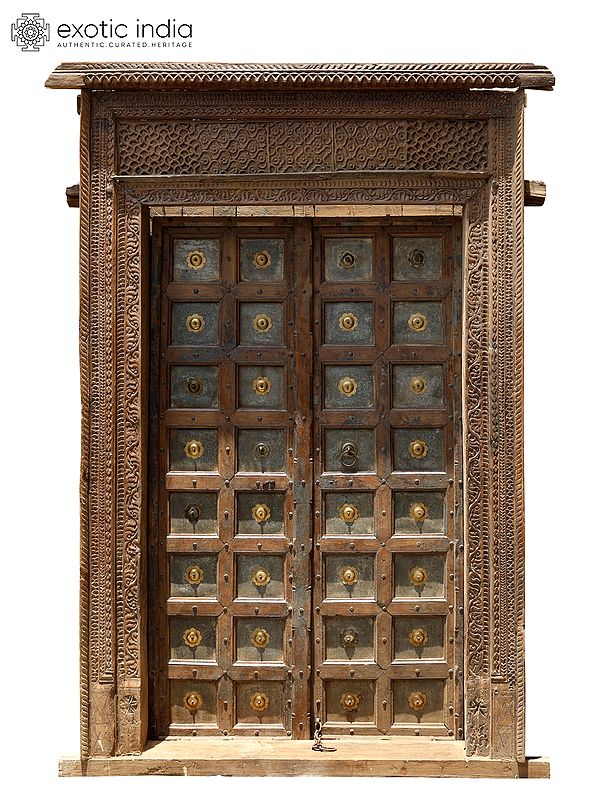 108" Large Vintage Entrance Door from Jodhpur | Home Temple Decor