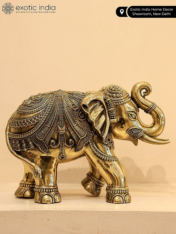 Superfine Brass Elephant with Upraised Trunk (Multiple Sizes