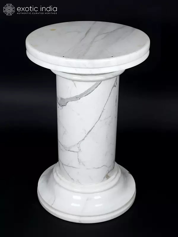 28" Round Designer White Marble Table