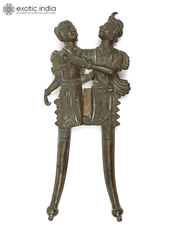 9" Amorous Couple Vintage Nut Cracker/Sarota in Brass