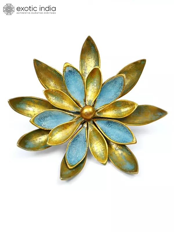 6" Blue Waterlily Decorative Brass Flower | Wall Decor Gifts