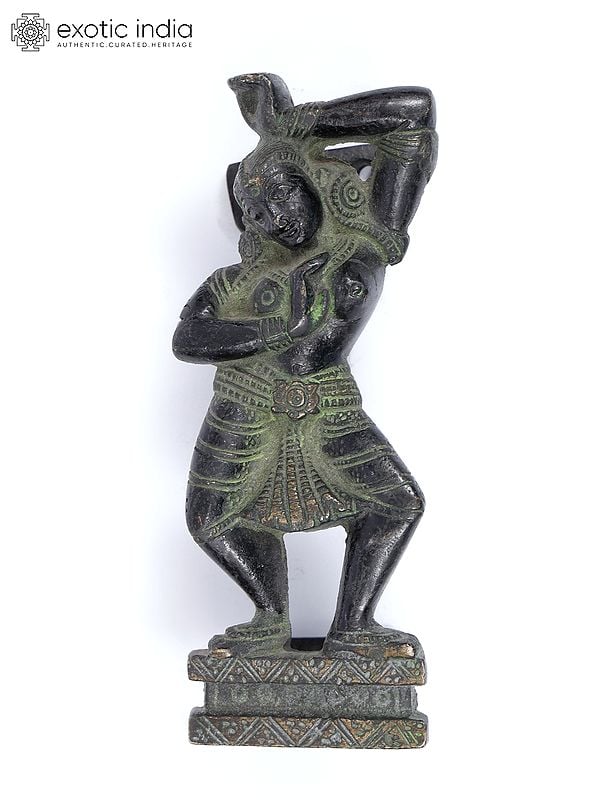 5" Dancing Apsara Door Handle in Brass