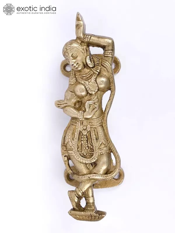 6" Dancing Apsara Door Handle in Brass