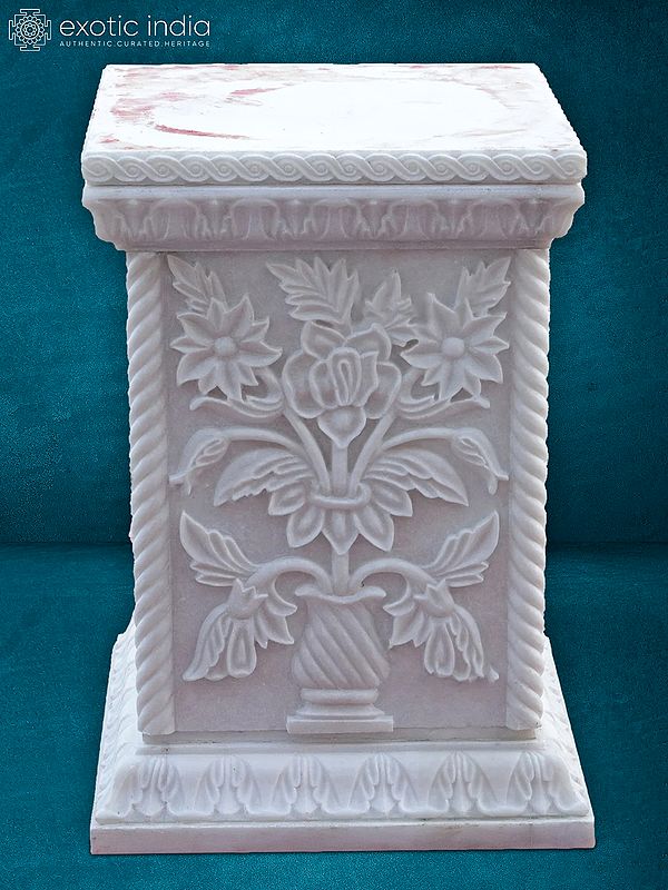 32” White Makrana Marble Stand | Handmade | Home Décor