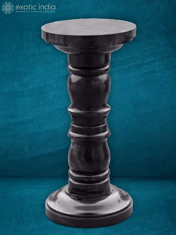 31" Marble Stand In Rajasthan Black Marble | Home Décor | Handmade