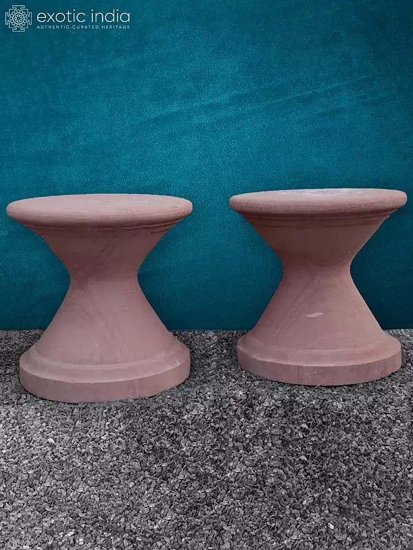 18” Pair Of Red Sandstone Stand | Handmade | Home Décor