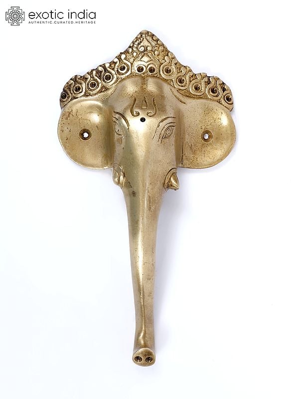 9" Lord Ganesha Face Door Handle in Brass