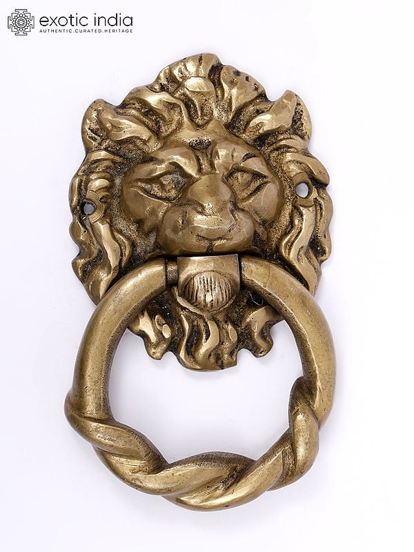6" Lion Face Door Knocker in Brass