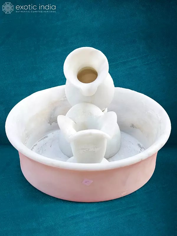 12” Marble Pot Water Fountain  | White Marble