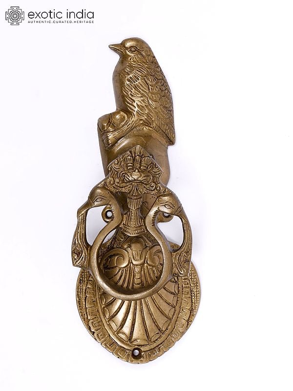 9" Bird Design Kiritmukha Door Knocker in Brass