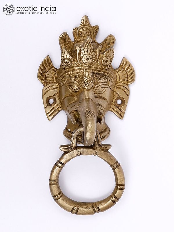 6" Lord Ganesha Brass Door Knocker