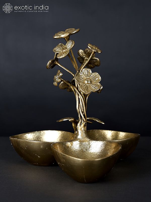 10" Flowers Design Three Bowls/Urli | Home Decor