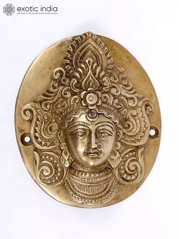 5" Goddess Durga Door Knocker in Brass