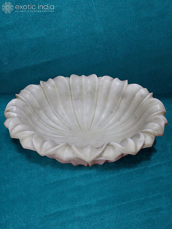 12” Rajasthan White Marble Bowl | Handmade | Decorative Bowl For Kitchen