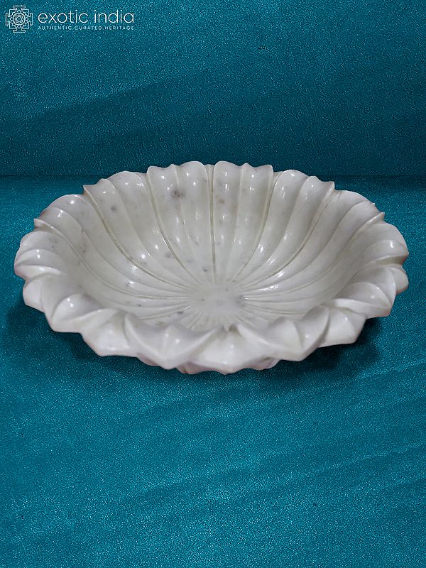 15” Bowl In Rajasthan White Marble | Handmade | Designer Kitchen Bowl