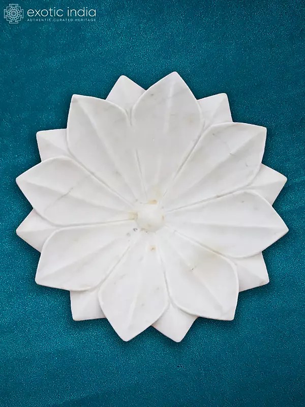 12” Marble Flower Bowl In Rajasthan White Marble | Kitchen Bowl