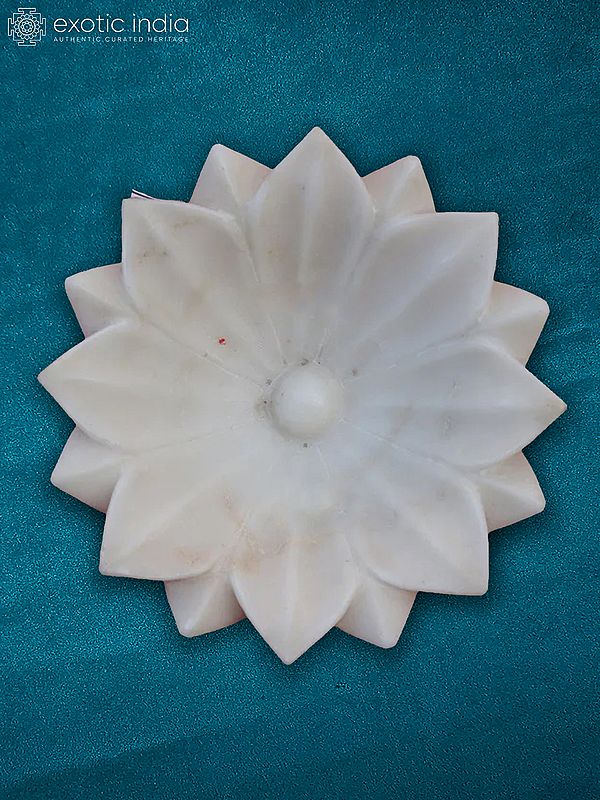 7” Rajasthan White Marble Flower Bowl | Handmade | Designer Kitchen Bowl