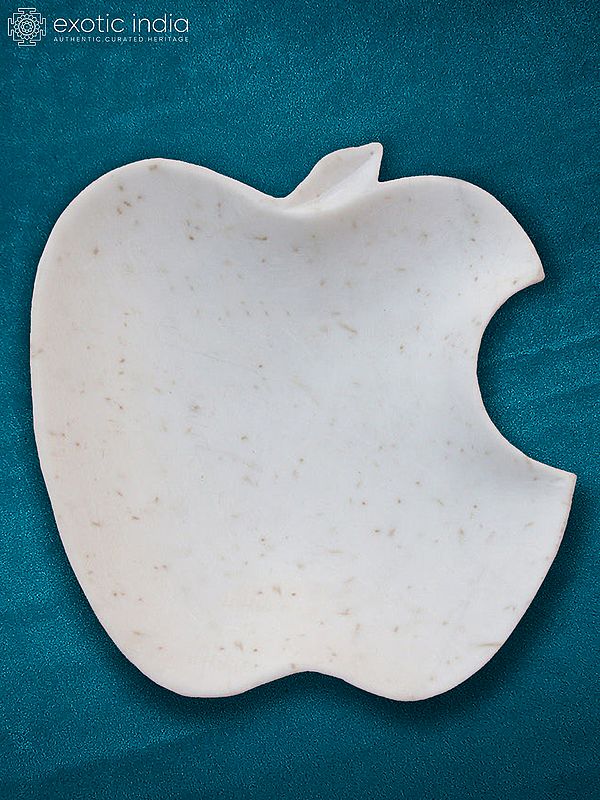 6” Apple Shape Bowl In Rajasthan White Marble | Designer Bowl