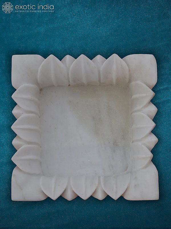 9” Square Shape Bowl In Rajasthan White Marble | Handmade | Decorative Bowl