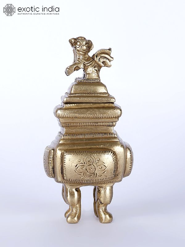 4" Designer Ink Pot in Brass