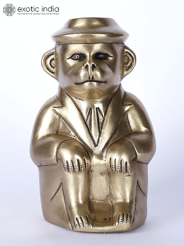 6" The Monkey Man | Brass Statue | Table Decor