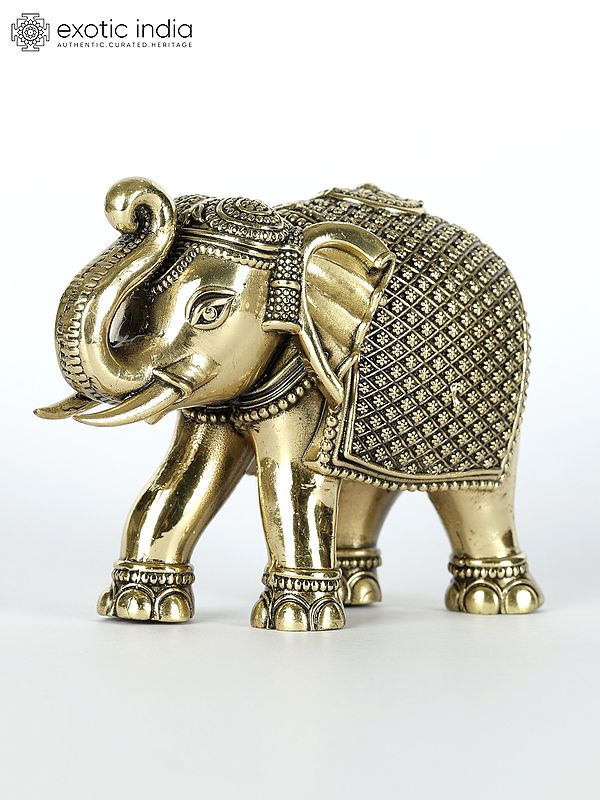 Small Superfine Decorative Elephant Statue with Upraised Trunk | Multiple Sizes Brass Table Decor