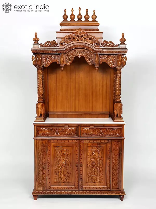 87" Large Size Designer Puja Temple with Drawers
