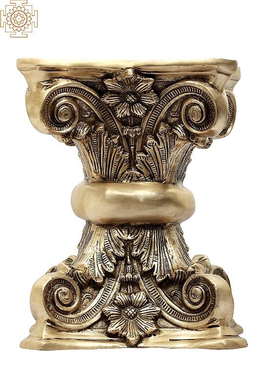 Brass Floral Chowki | Crafted Pooja Pedestal
