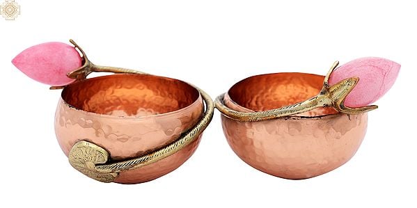 Pair of Joined Table Bowls with Rose Buds