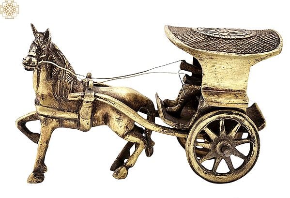 3.5" Vintage Horse Cart | Horse With Cart Handmade Brass Casting | Table Decor | Horse Sculpture | Made In India