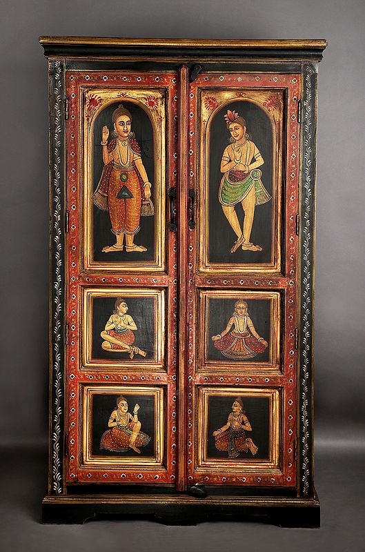 60" Traditional Wooden Cabinet | Handmade Art | Made in India