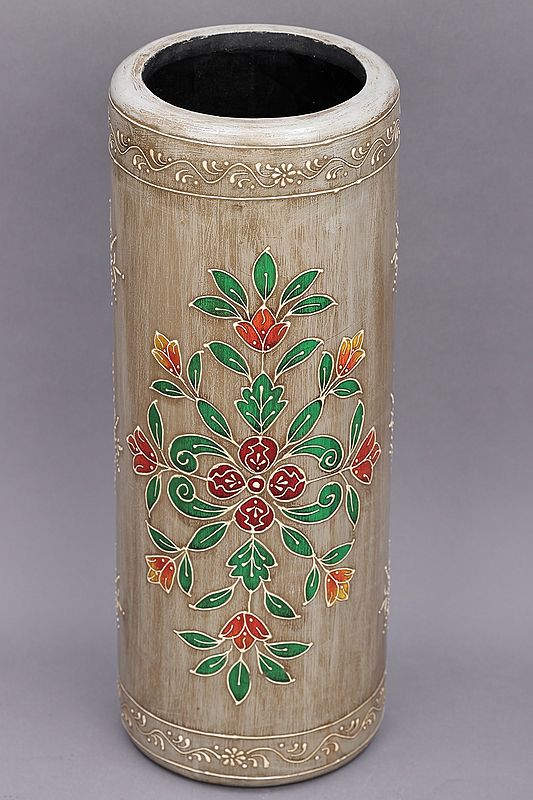 21" Hand Painted Flower Planter with Floral Design | Mango Wood | Handmade | Made in India