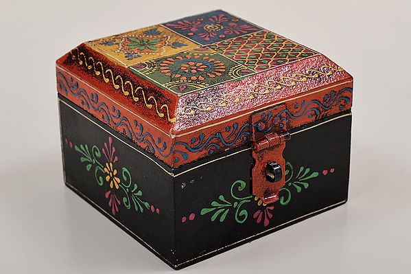 4" Small Size Hand Painted Decorated Box | Handmade Mango Wood Boxes | Made in India