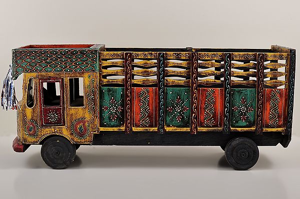 Hand Painted Decorative Wooden Truck | Handmade Art | Made in India