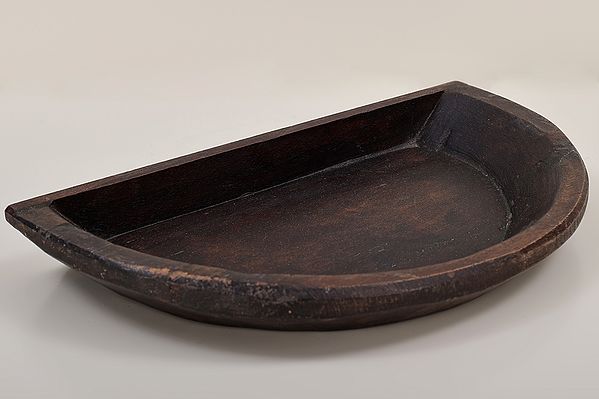 14" Decorative Wooden Half Circle Bowl | Wooden Bowl | Handmade Art | Made In India